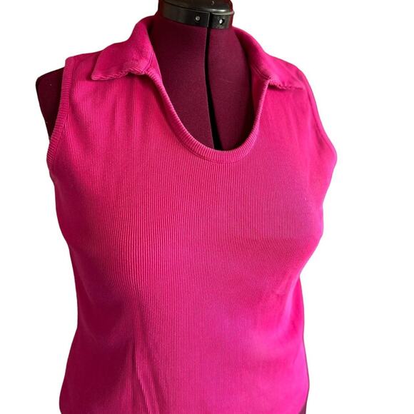 Womens Top Size XL Pink Tank Collar Business Casual Resort Wear Golf Tennis Work - Picture 2 of 7